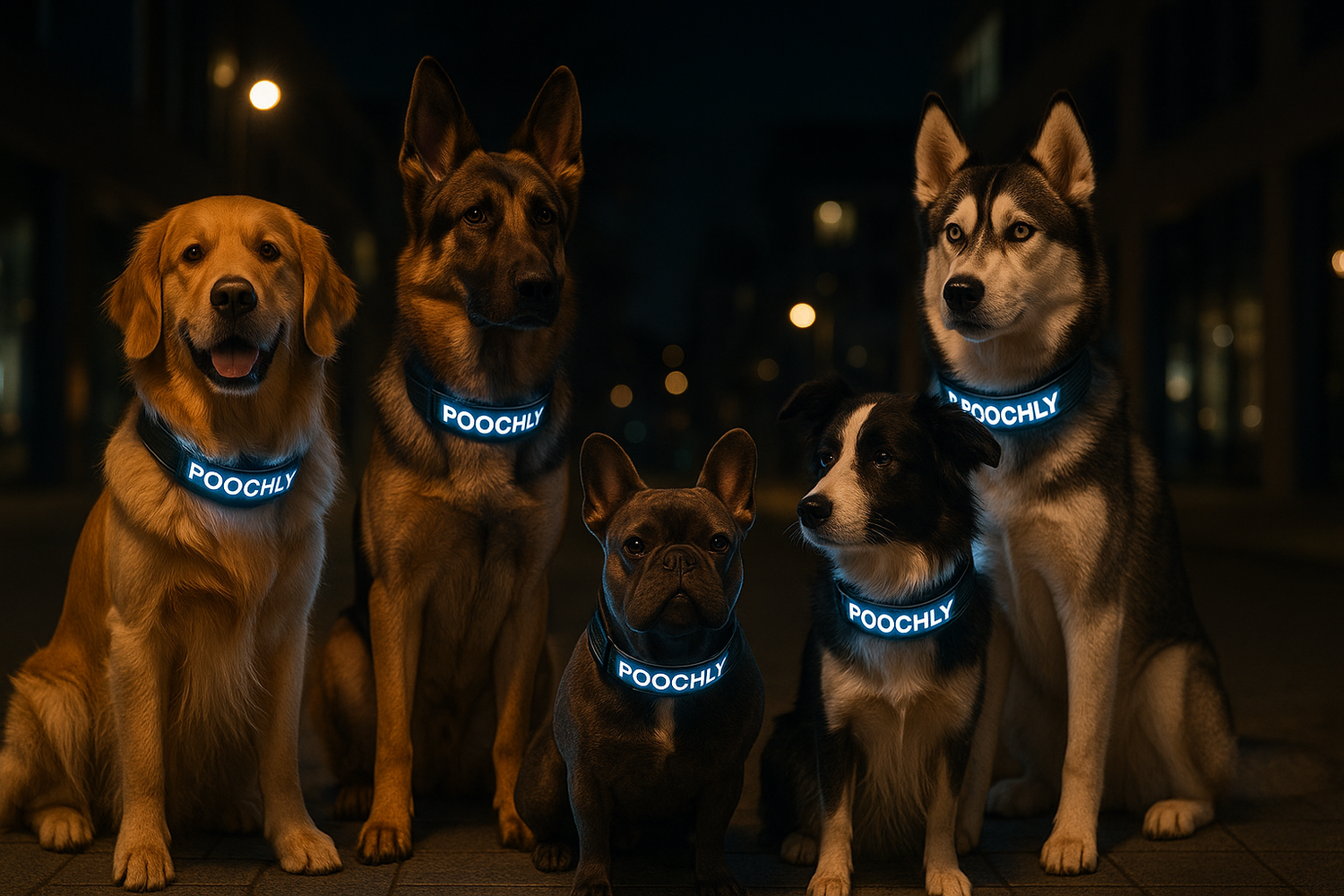 Mix parfait - Chiens Poochly avec colliers LED premium